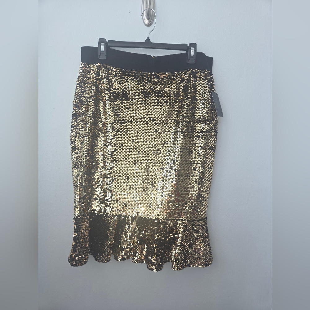NWT Thalia Sodi Gold Sequin Pencil Skirt